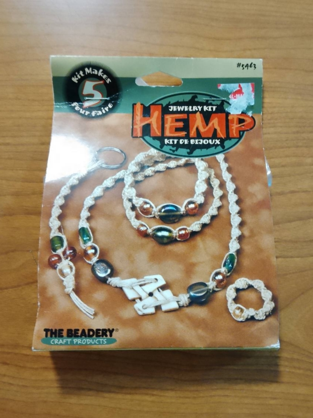 Hemp Jewelry Kit with Natural Cream Cord and Multicolor Beads
